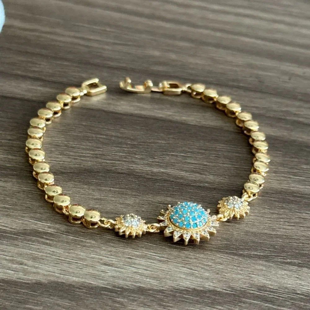 Blue Sunflower Bracelet Q499